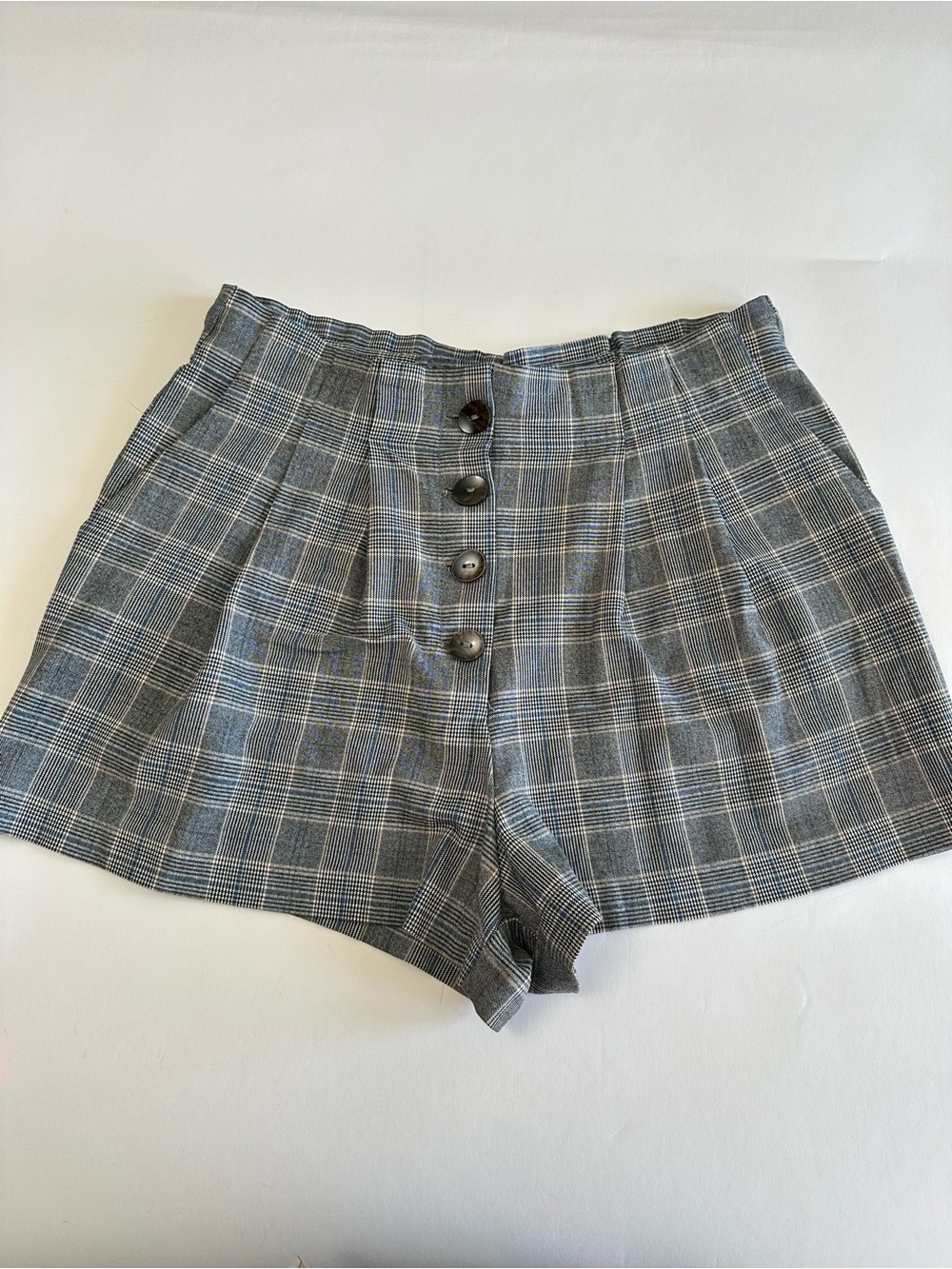 Preppy Plaid High Waist Tailored pleated shorts Dark Academia Officecore